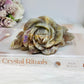 Large High Grade Moonstone Rose With Flash on Gold Stand 18cm