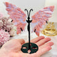 Beautiful 13cm Pink Agate Butterfly Wings On Black Stand