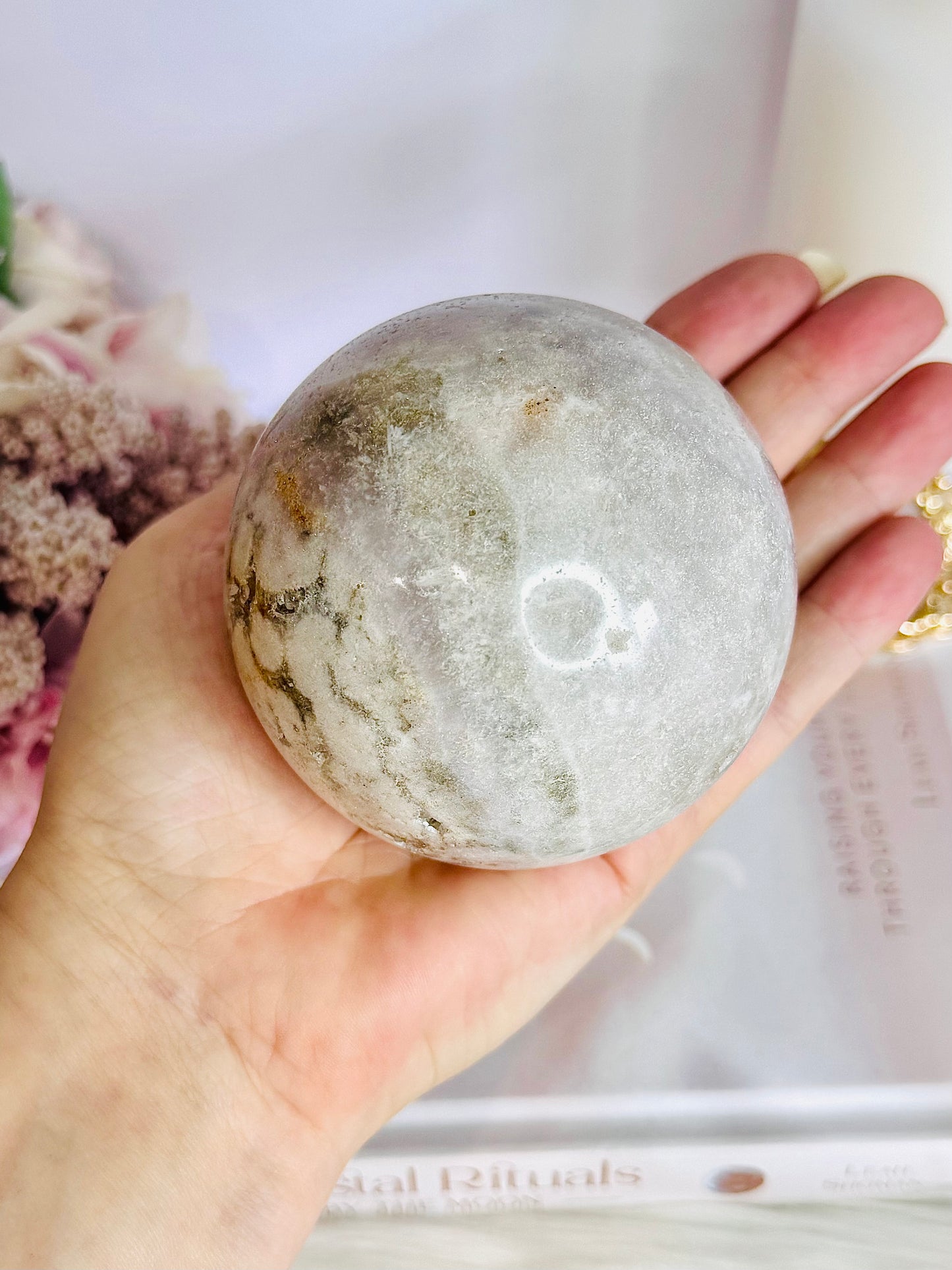 Stunning Large Natural Druzy Pink Amethyst Sphere On Stand 601grams