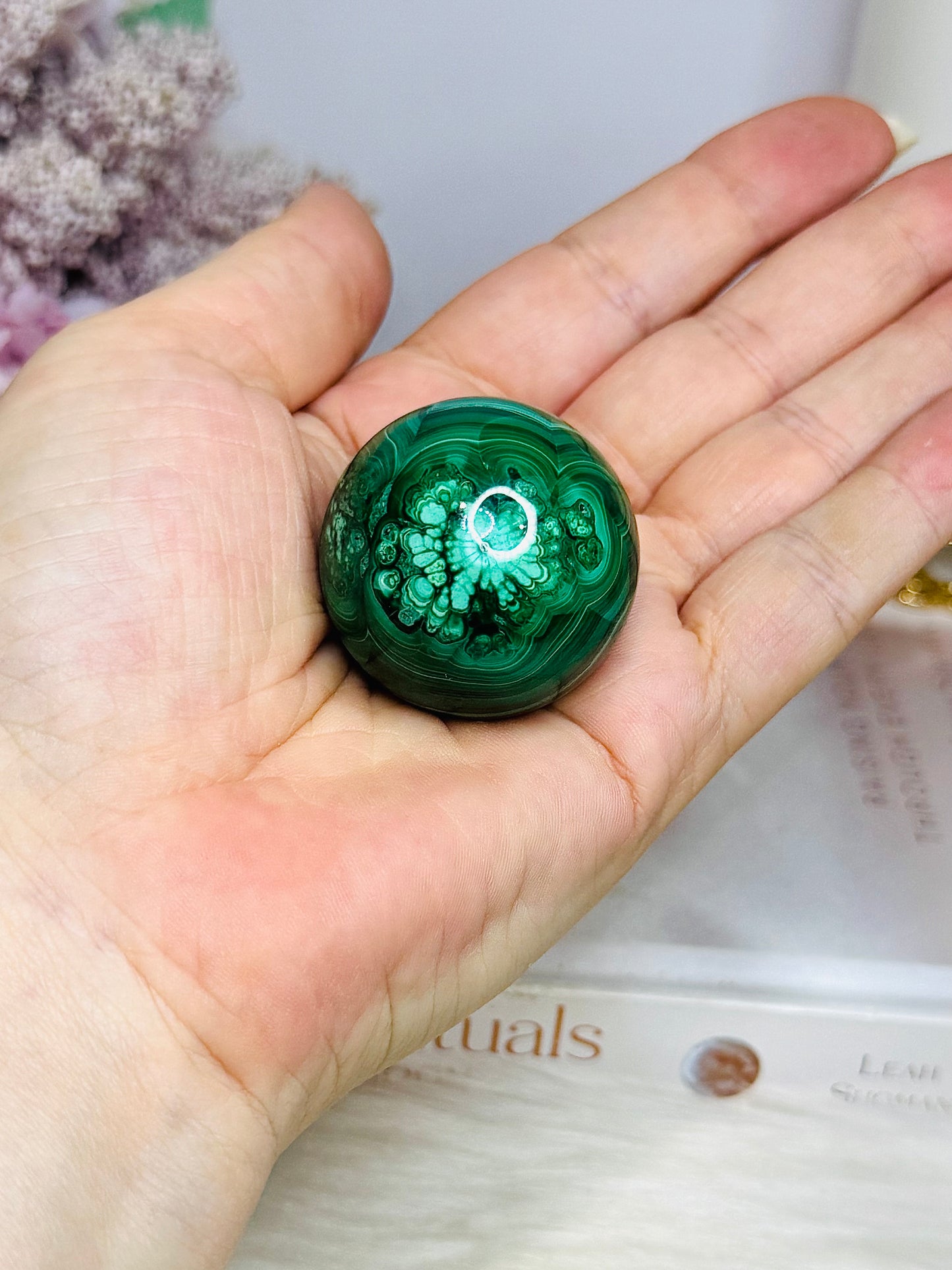 Natural Malachite From Congo Sphere on Stand 92g