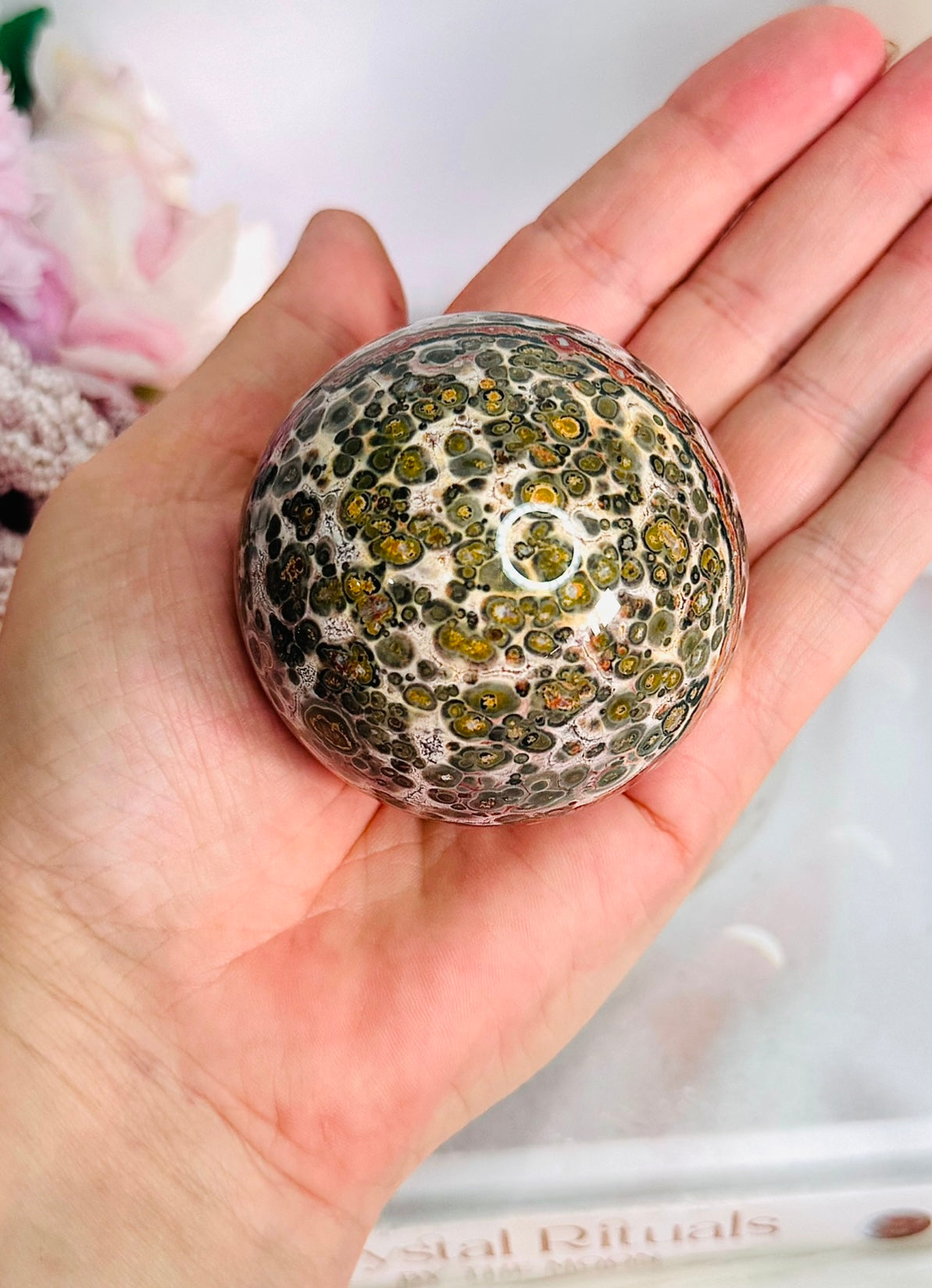 My Favourite!!!! Incredible Pink Leopard Skin Jasper Sphere on Stand 6.5cm