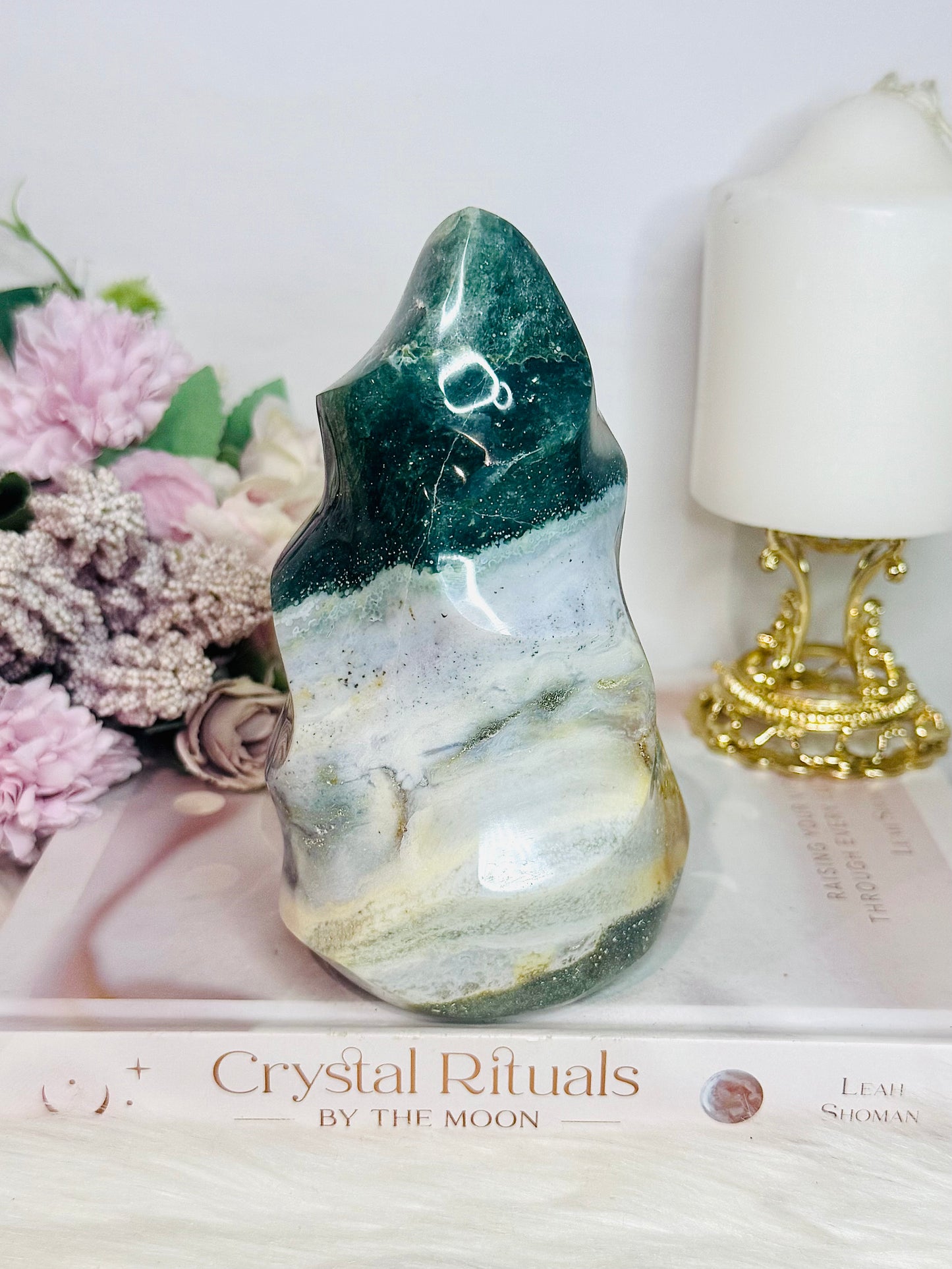 Large High Grade Ocean Jasper Carved Flame | Freeform 1.06KG 15cm
