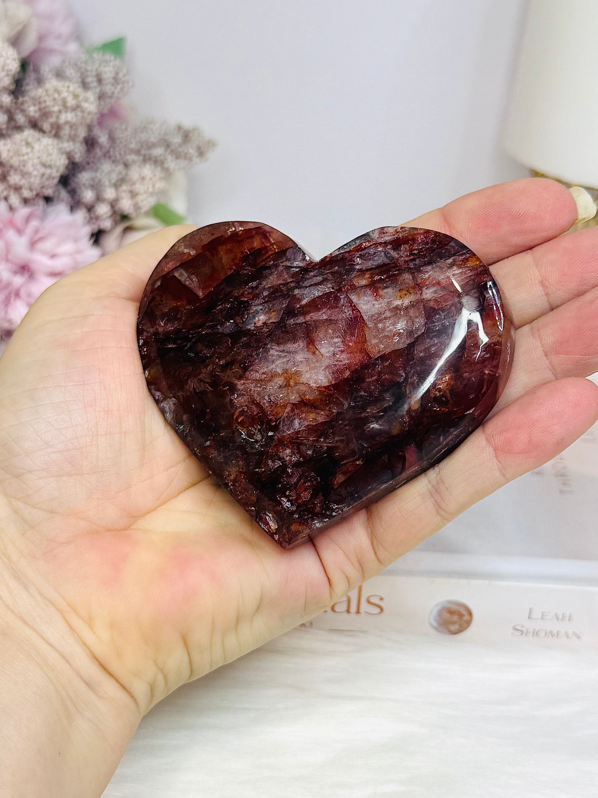 High Grade Fire Quartz Heart On Stand 8cm