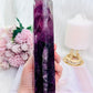 Large 20cm Stunning Purple Fluorite Tower with Rainbows (the tower has a slight tilt)