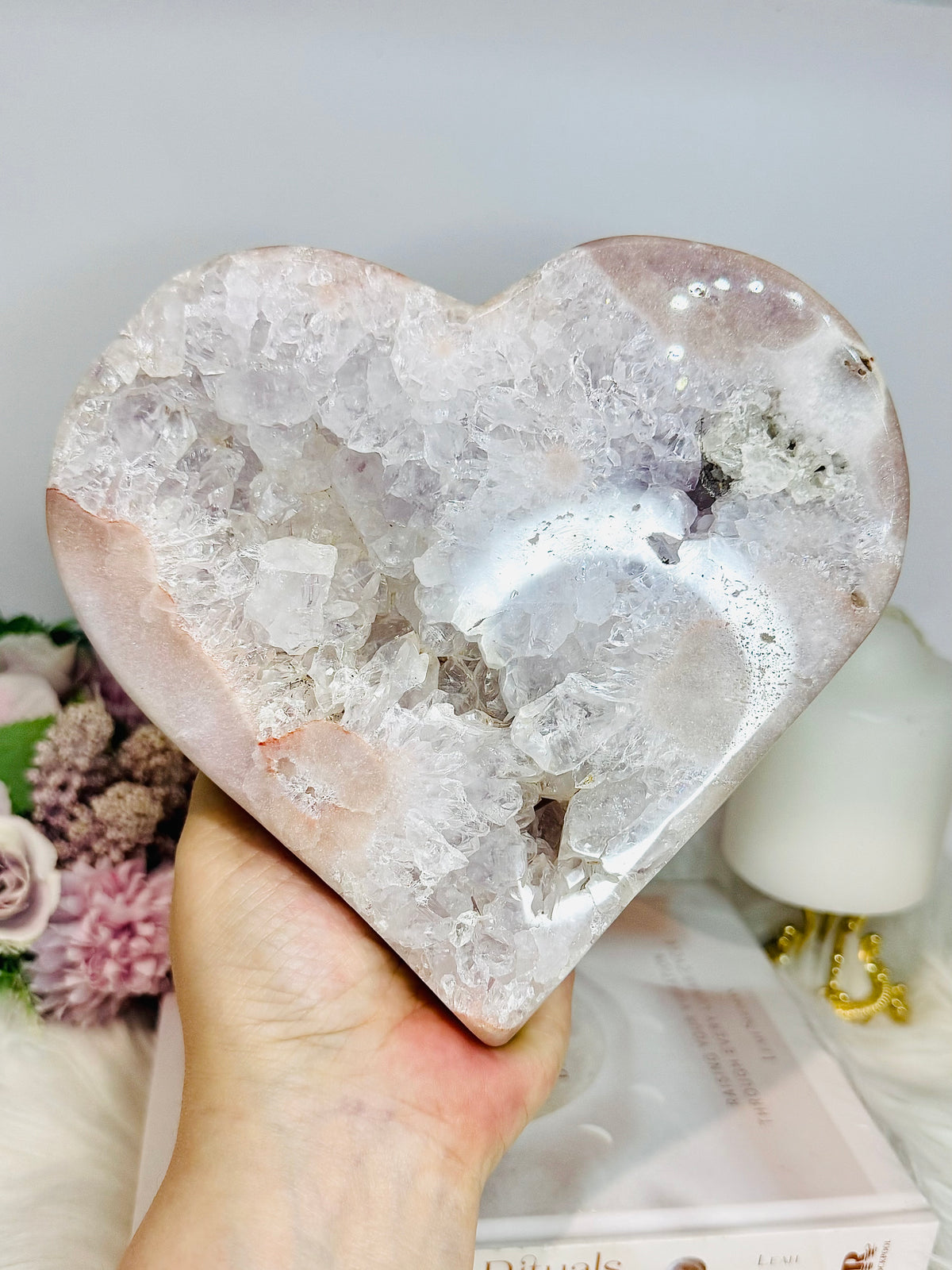 Huge High Grade Pink Amethyst Druzy Heart 16cm 1.57KG