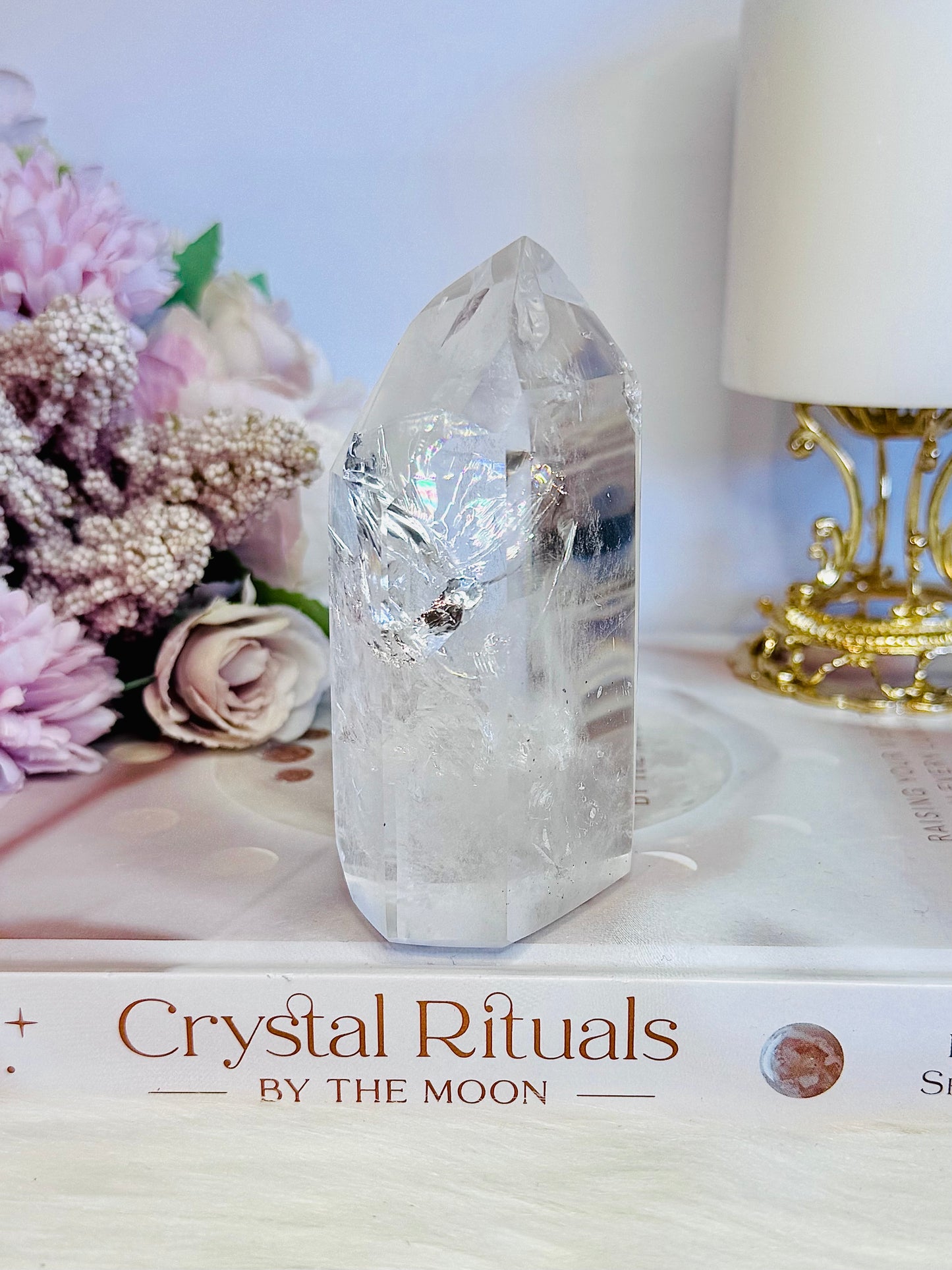 Magical High Grade Clear Quartz Tower 10cm with Stunning Rainbows