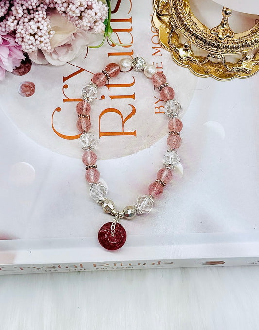 Fabulous Strawberry Quartz Bracelet In Gift Bag