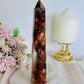 Gorgeous Tall 19cm Red Fire Quartz Tower with Hematite Inclusions