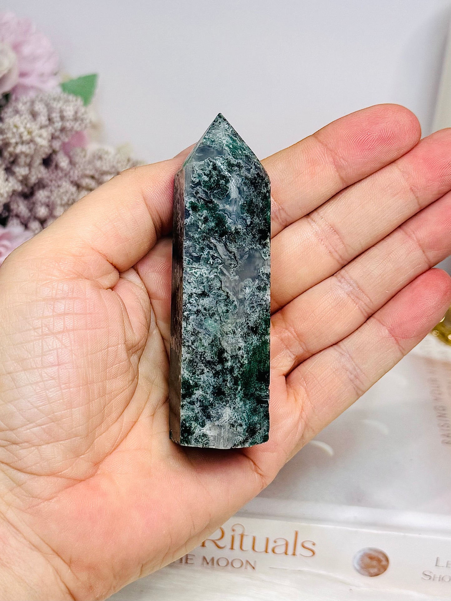Moss Agate Tower 8.5cm