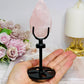 Rose Quartz Carved Faceted Diamond on Stand 15cm