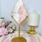 Large Pink Opal Diamond On Gold Stand 22.5cm
