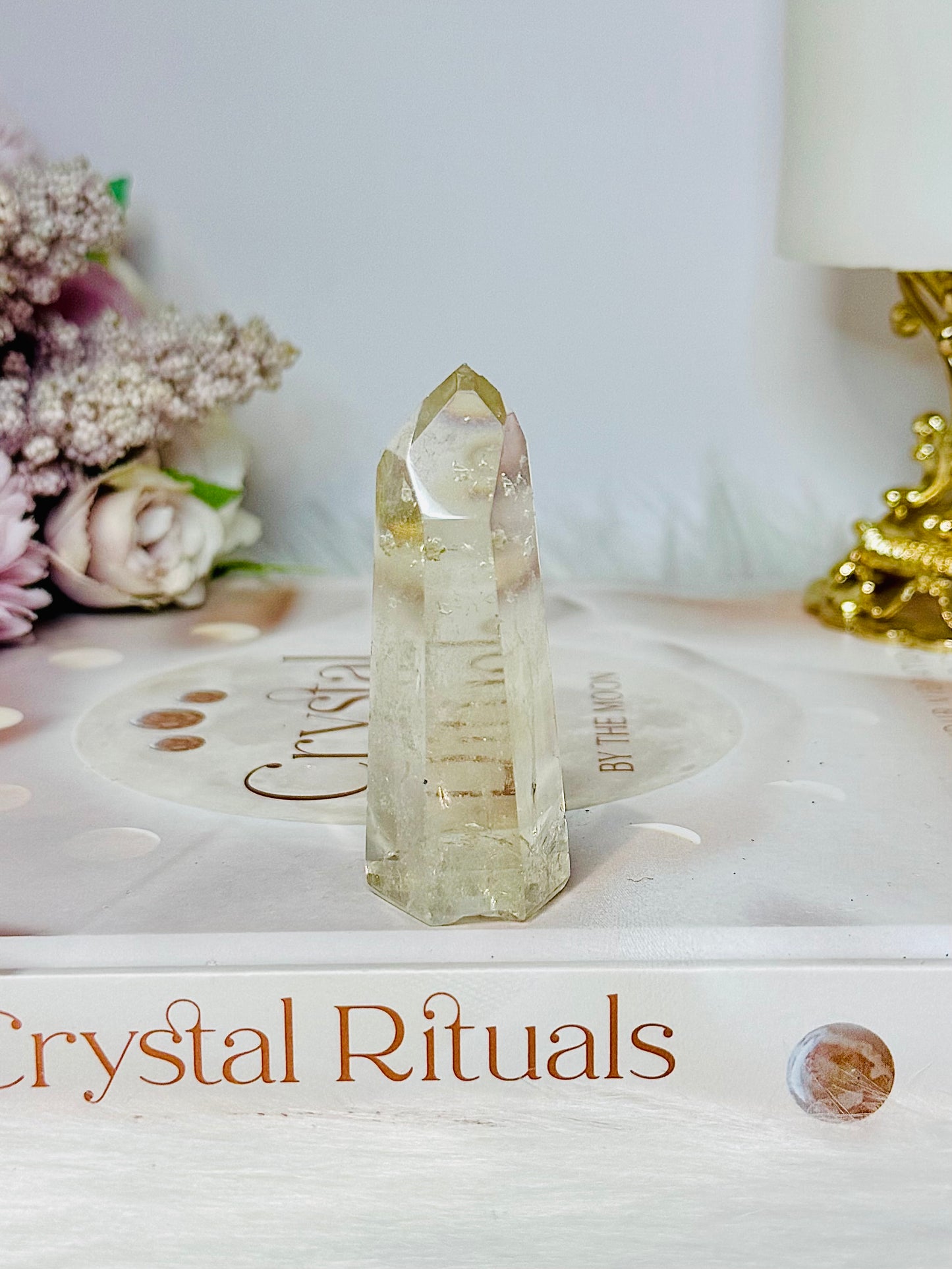 Natural Citrine Tower Point 6.5cm with Rainbows