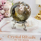 Green Druzy Cherry Blossom Agate Sphere on Stand 335grams