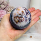 Large Blue Flower Agate | Cherry Blossom Druzy Sphere on Stand 482g