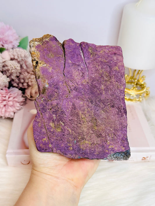 Large Natural Purpurite Slab on Stand 561g
