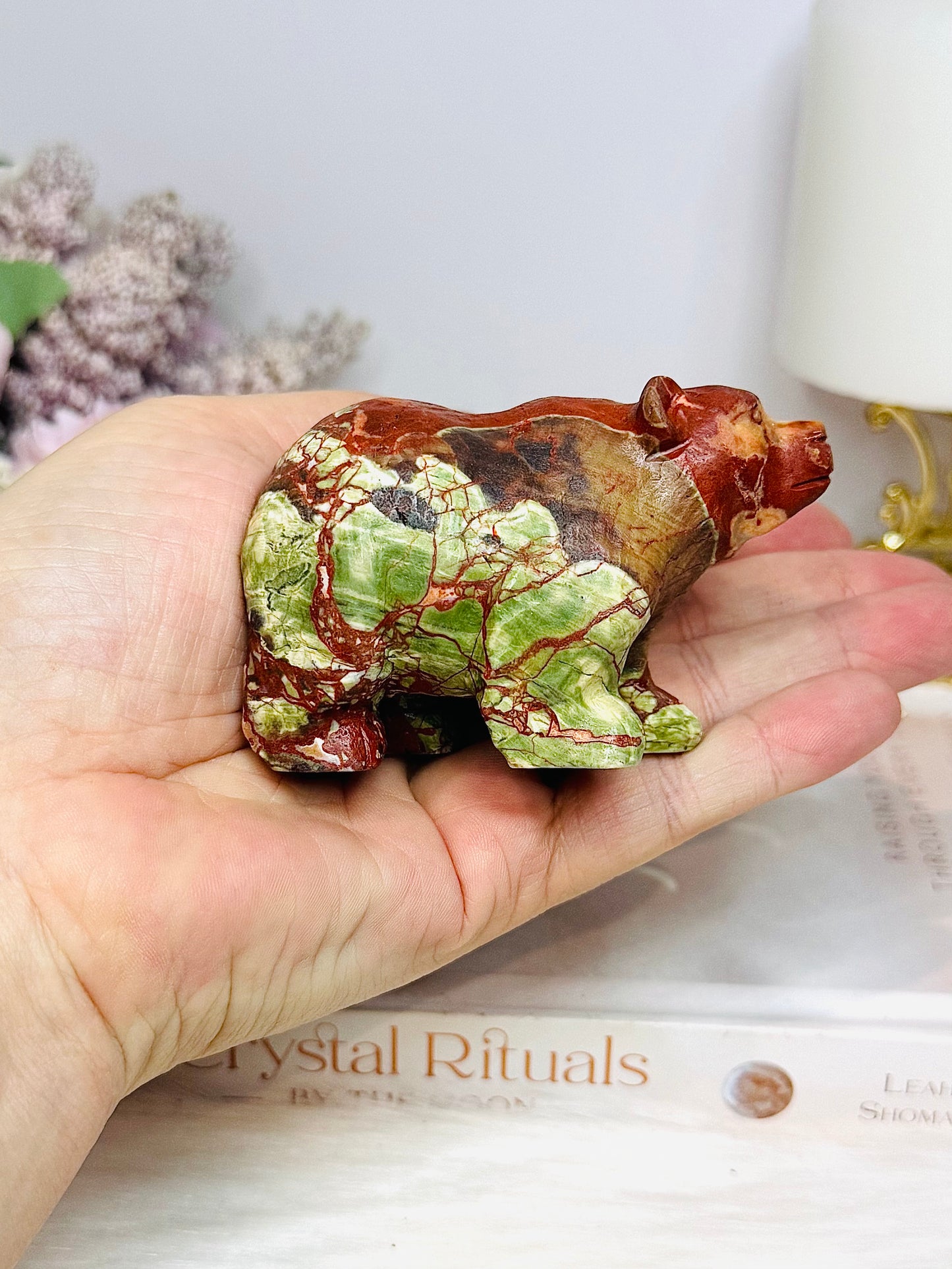 Money Agate Carved Bear 8cm