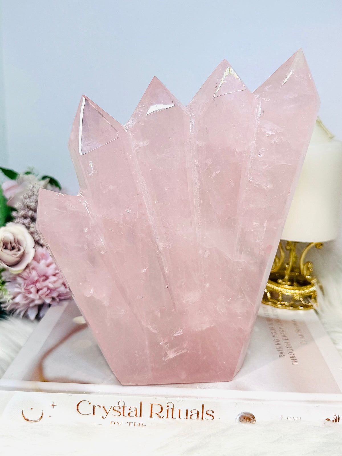 Statement Piece ~ Large Rose Quartz 5 Point Tower 19cm 1.16KG