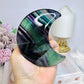 High Grade Rainbow Fluorite Moon on Stand 9.5cm 273g (light used in photo)