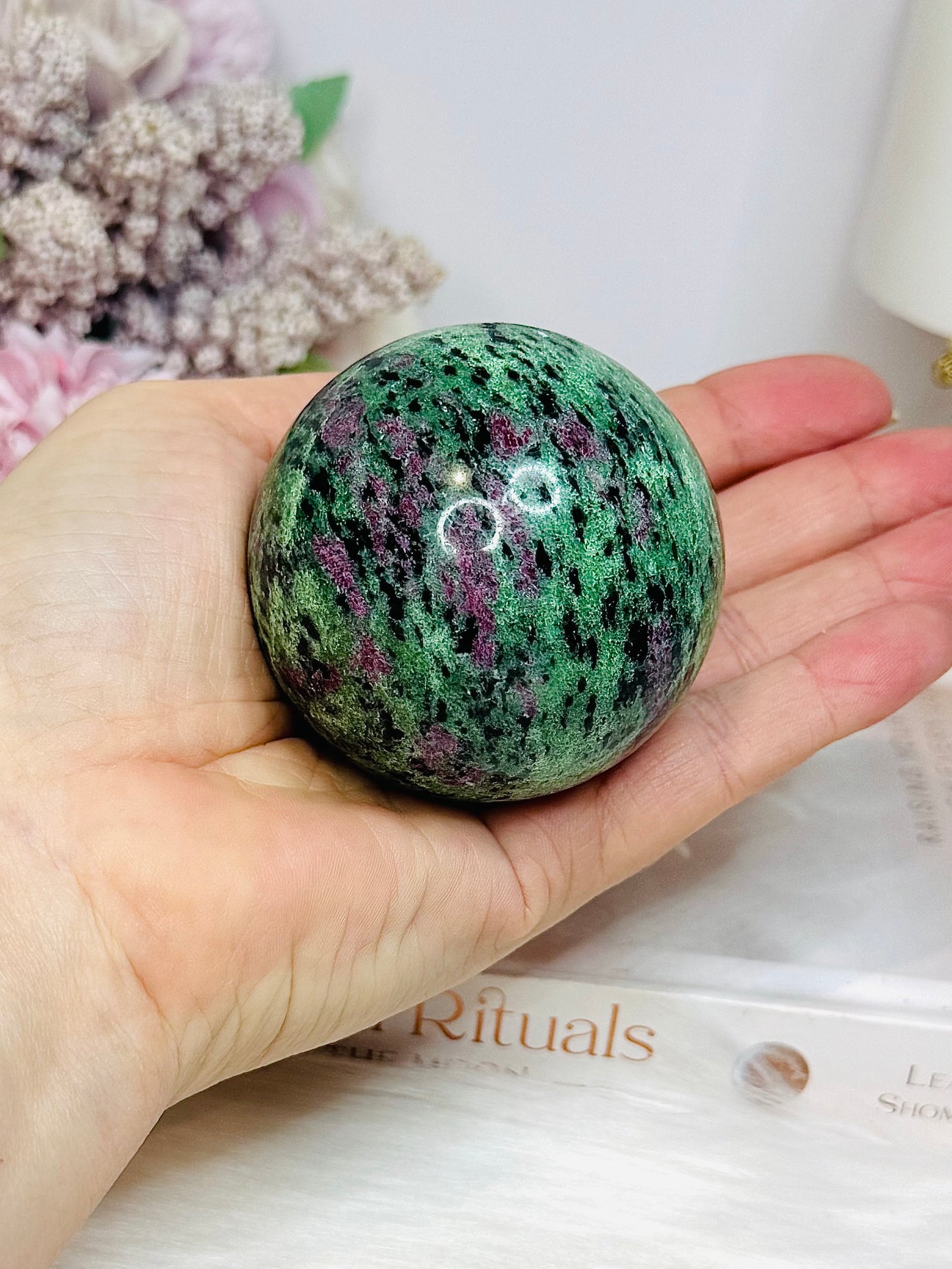 Ruby Zoisite Sphere on Stand 369g