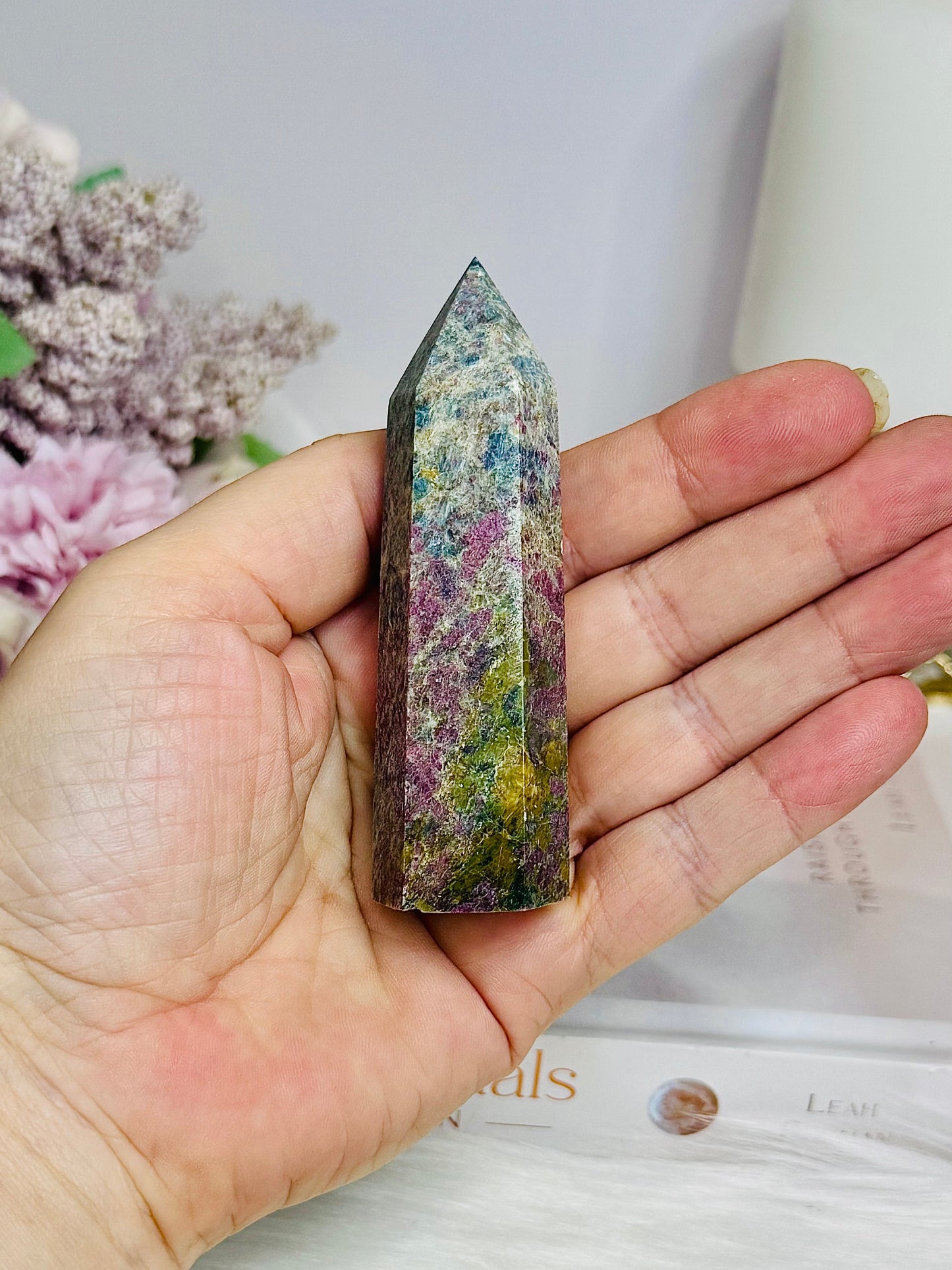 Rare Ruby In Blue Apatite Tower (UV Reactive) 8cm