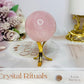 Rose Quartz Sphere with Rainbows on Stand 186g