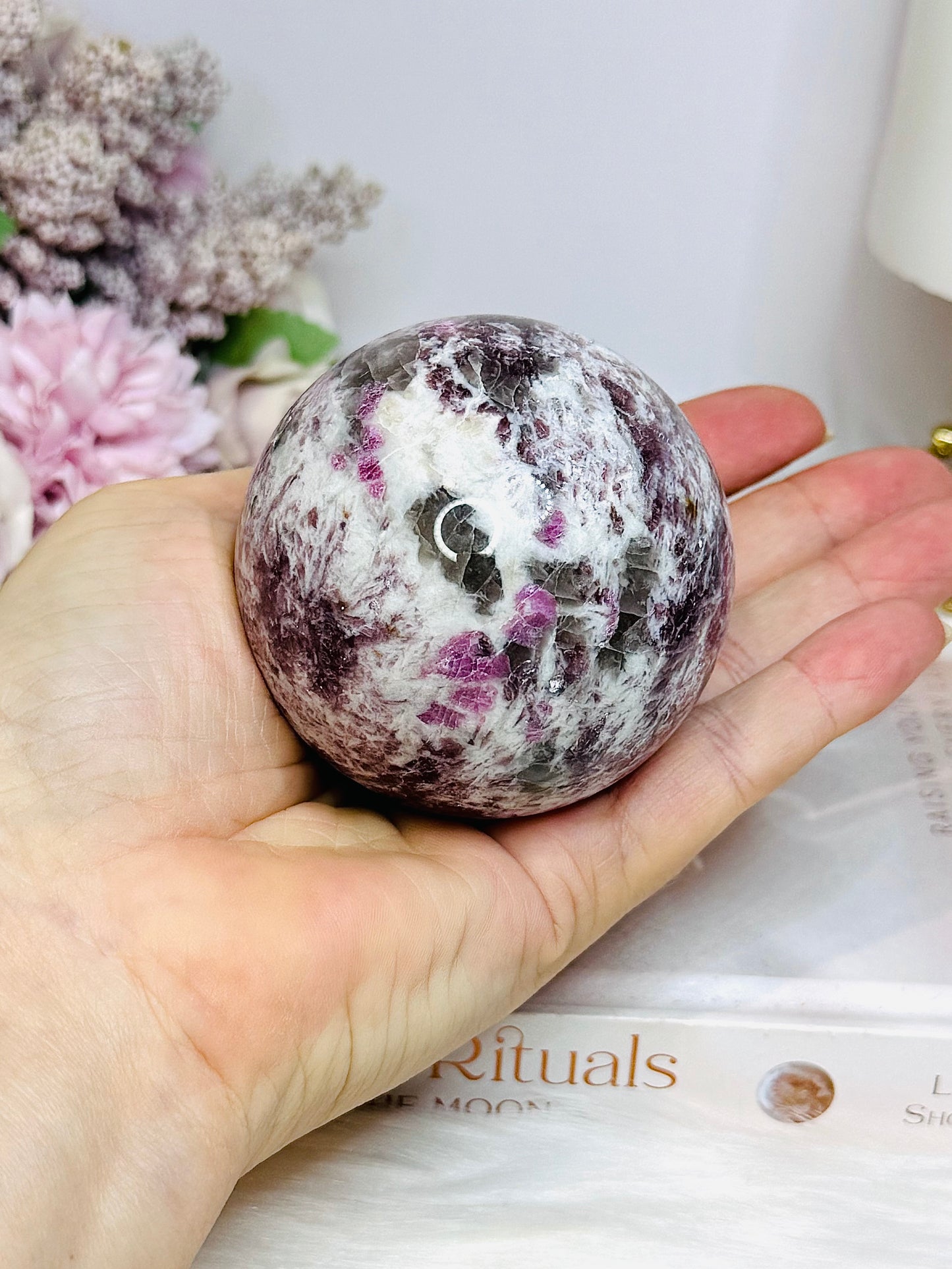 Large Pink Tourmaline Sphere on Stand 400g