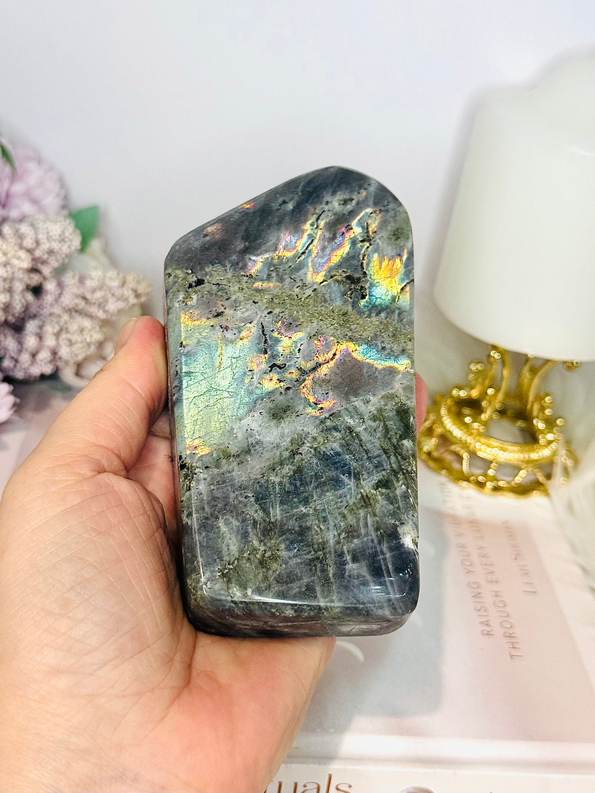 Labradorite Large Freeform 12.5cm 454g (this piece has been damaged in transit has dents on it) Reduced