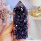 Wow!!! Classy & Fabulous High Grade Deep Purple Druzy Amethyst Cluster Tower 12cm From Brazil