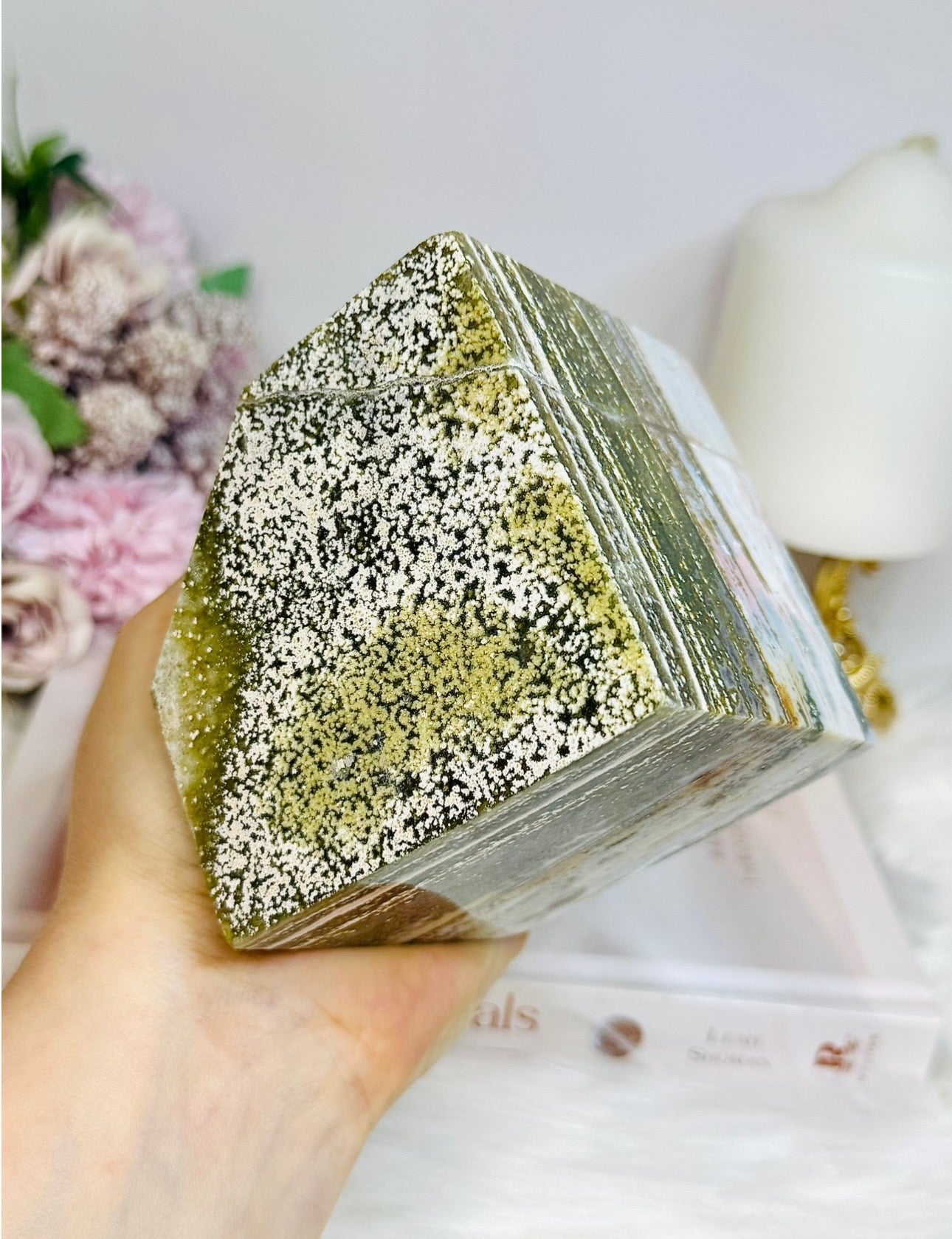 Large Ocean Jasper Carved Cube 1.18KG