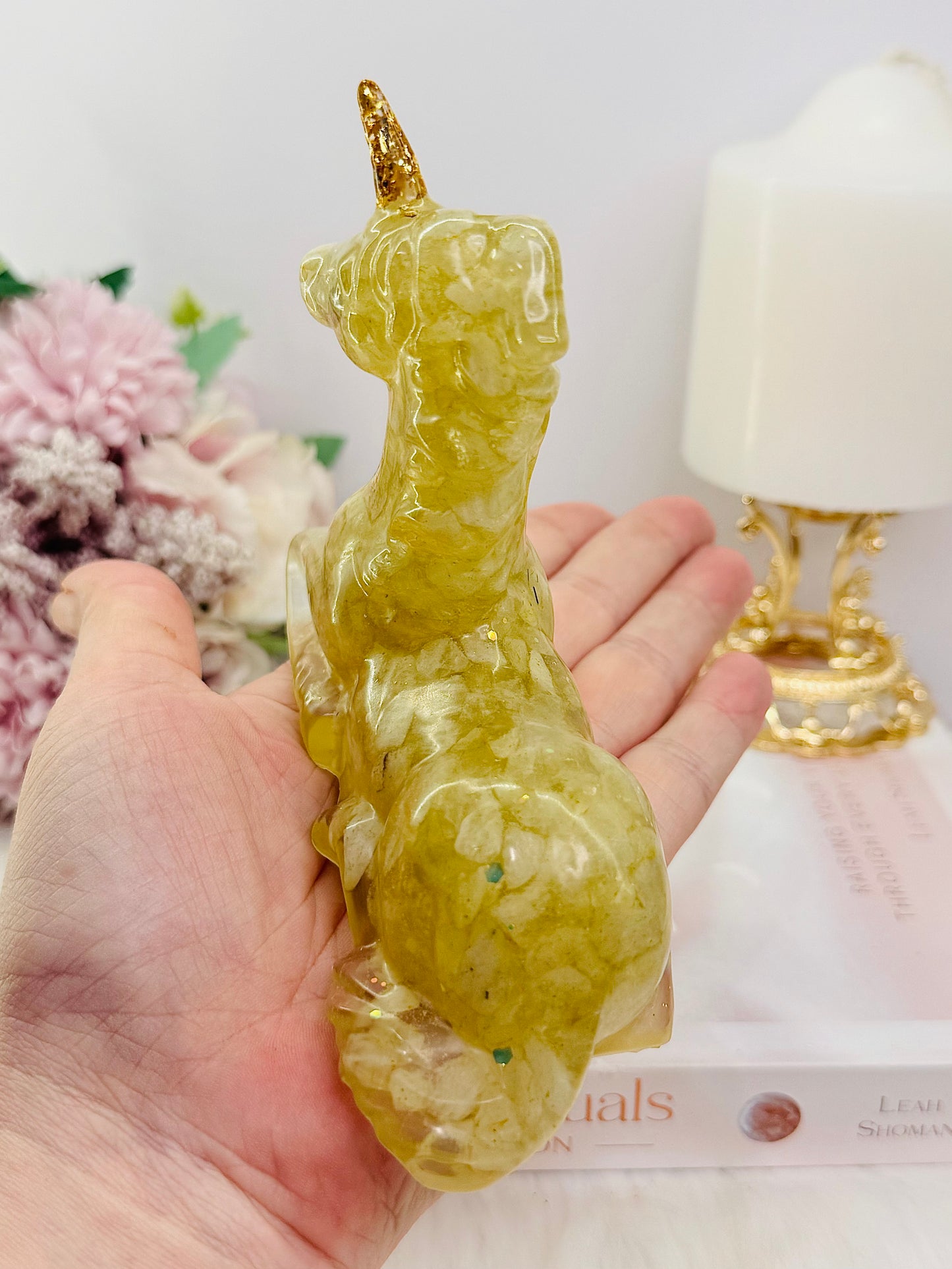 Citrine Filled Resin Unicorn Large 12cm