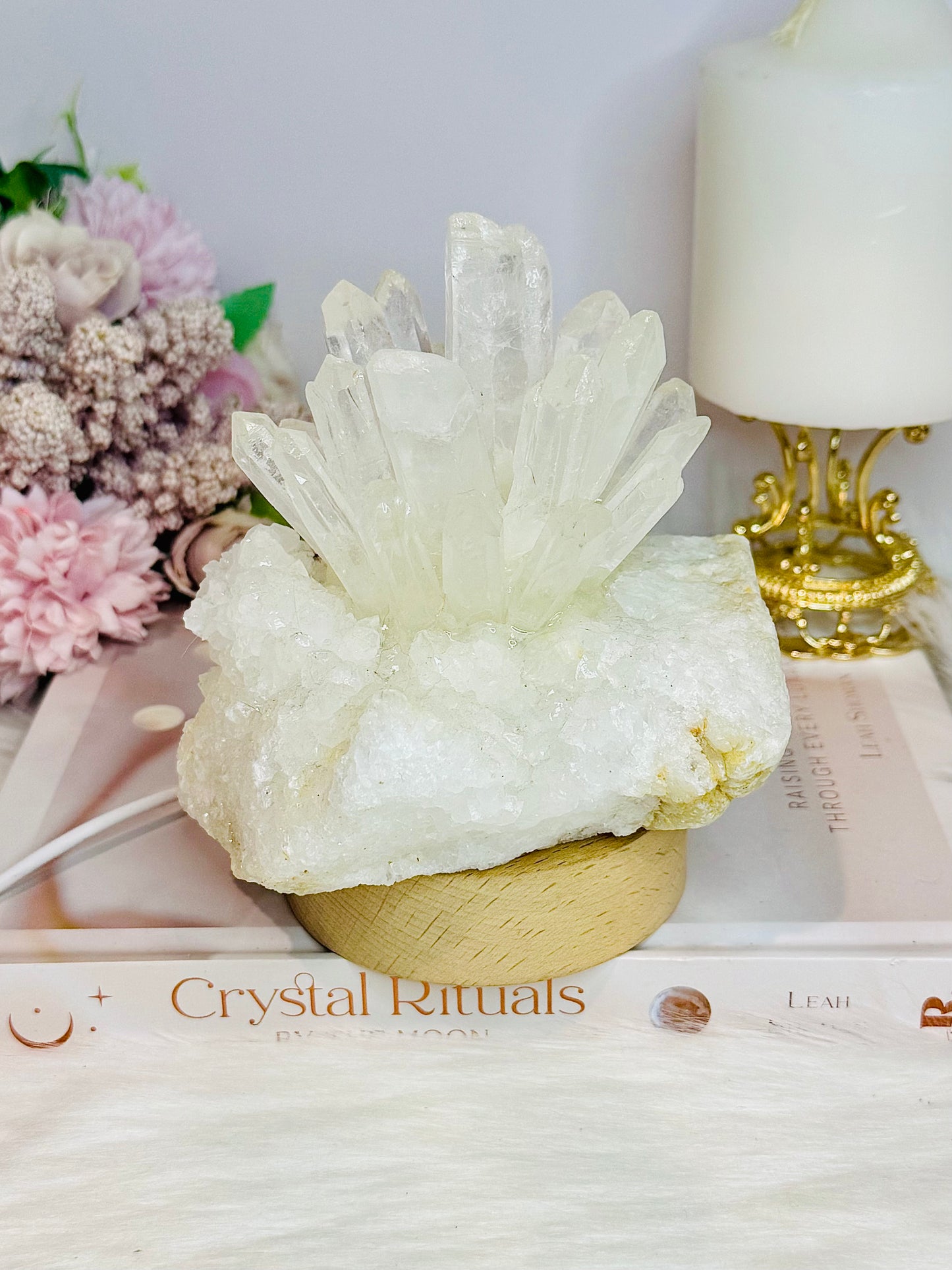 Large Clear Quartz Pineapple Lamp on Light Stand 810g