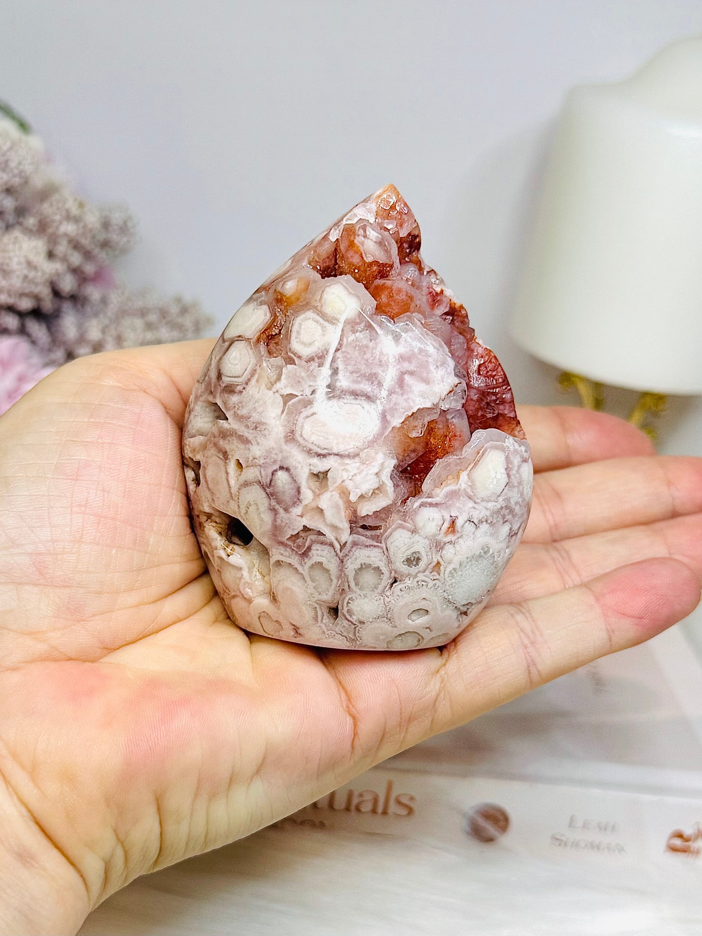 High Grade Druzy Flower Agate Freeform 8cm