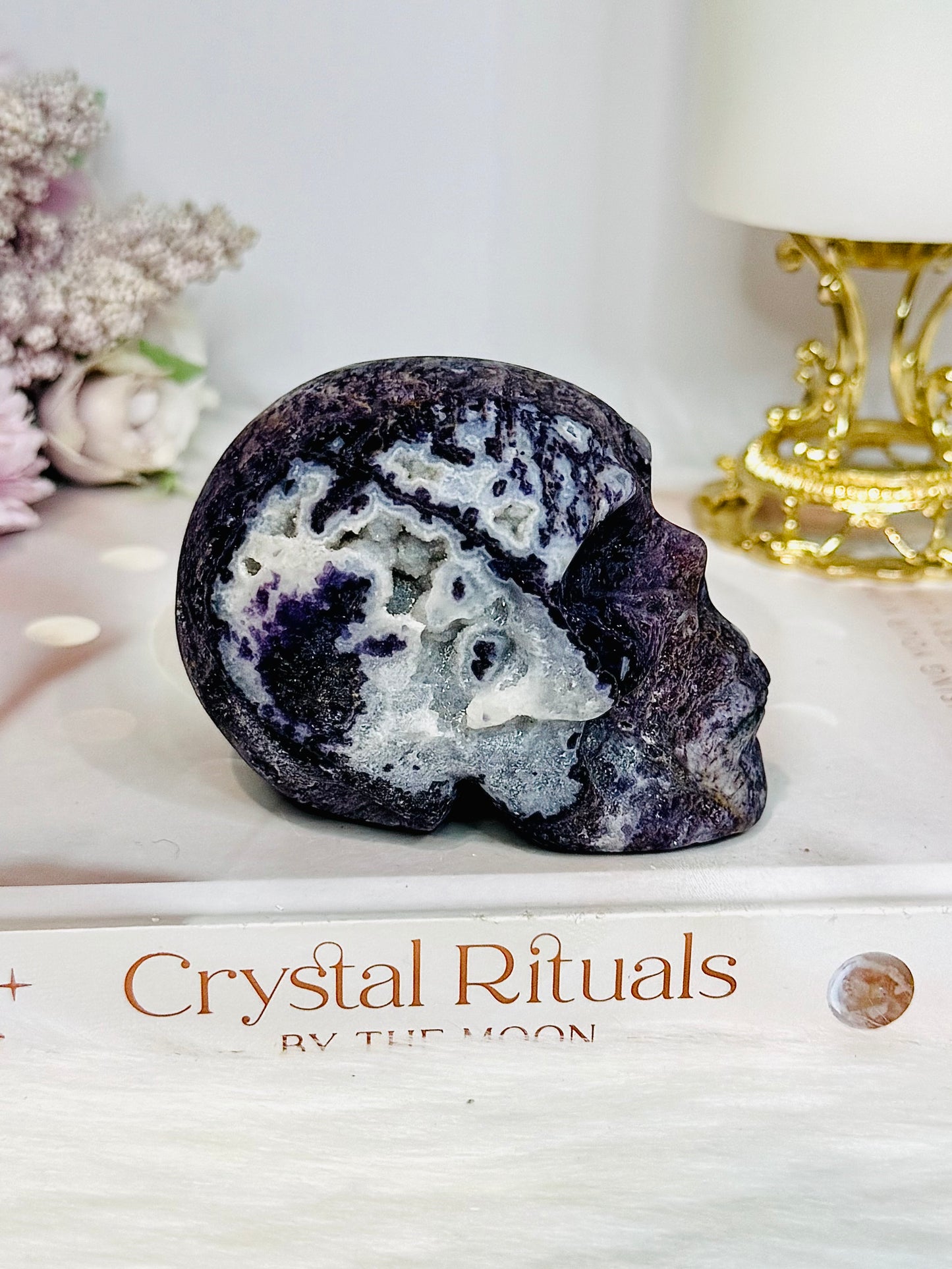 Purple Sphalerite Druzy Skull 8cm 419g