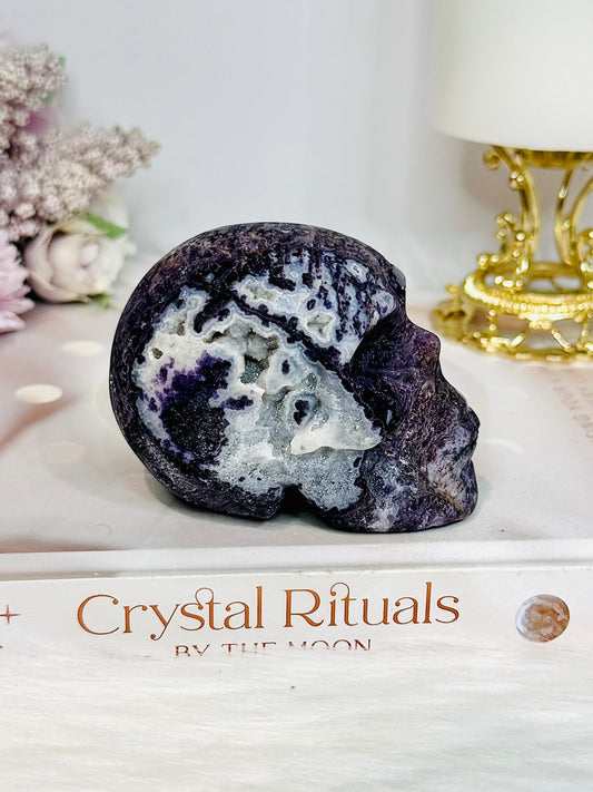 Purple Sphalerite Druzy Skull 8cm 419g