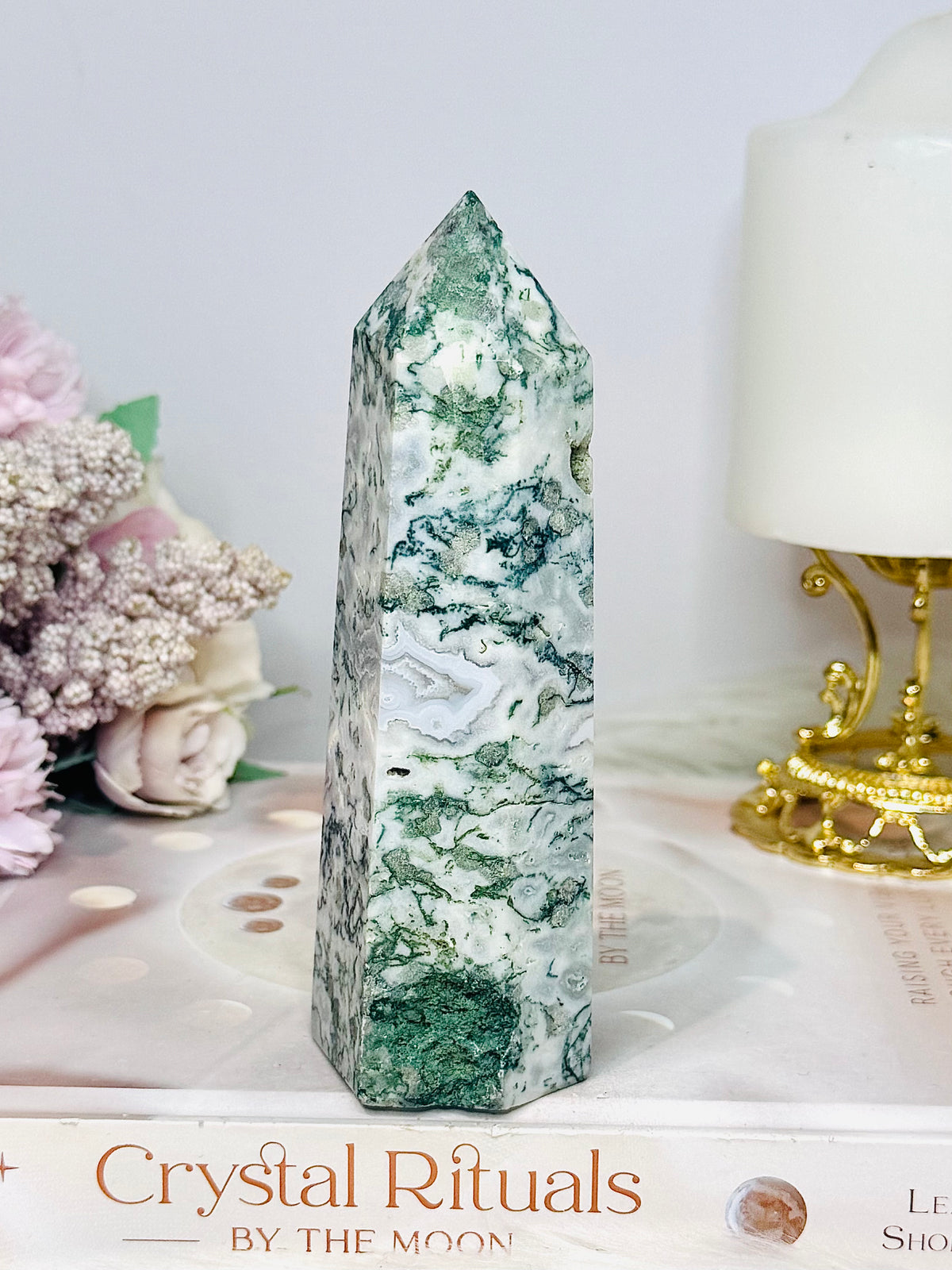 Moss Agate Chunky Tower 13cm