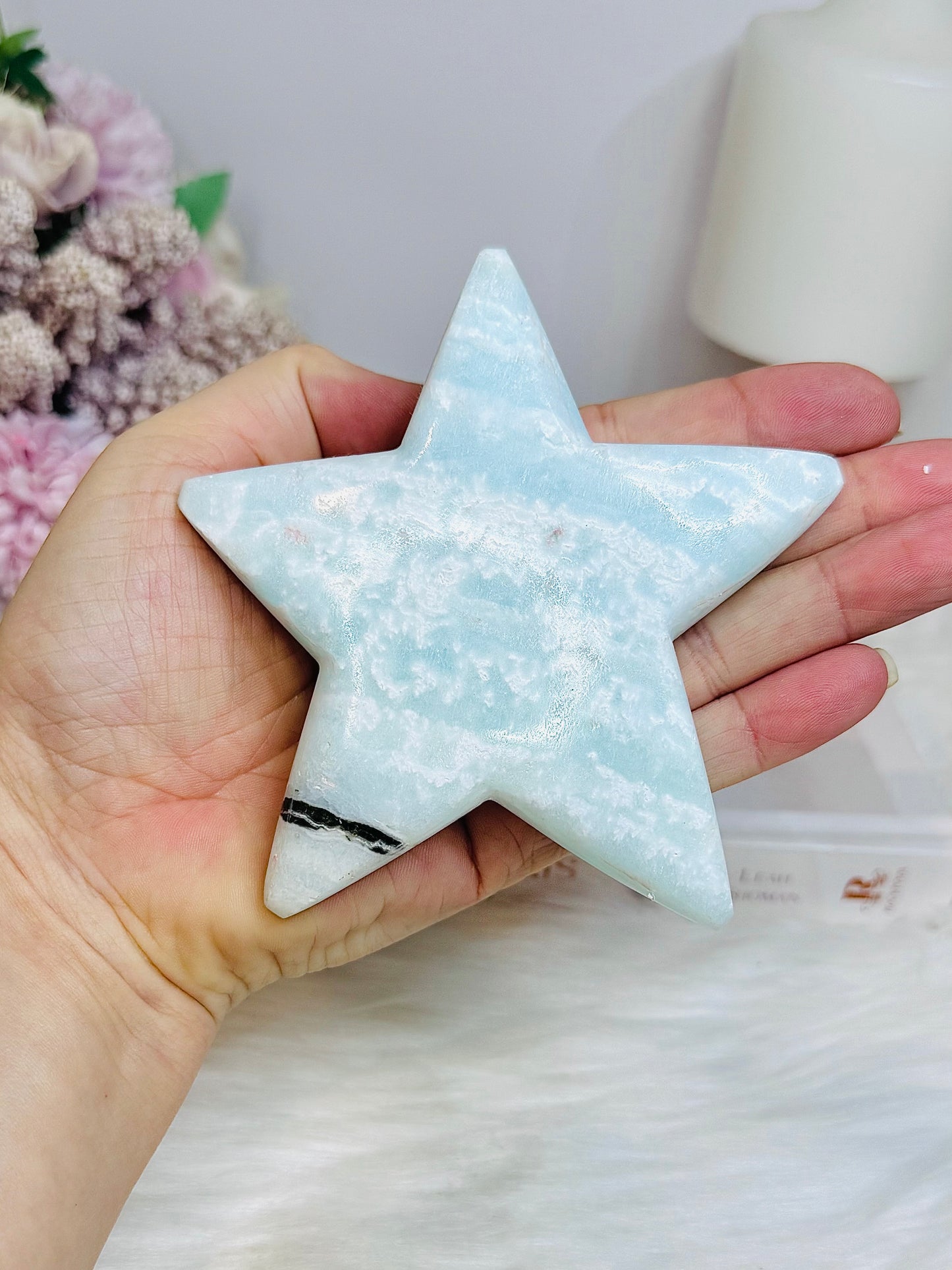 Large Caribbean Calcite Star on Stand 11.5cm