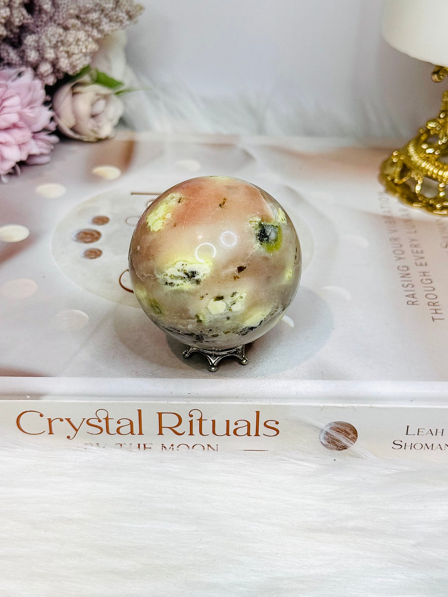 Peach Blossom Tourmaline Sphere On Stand 190g