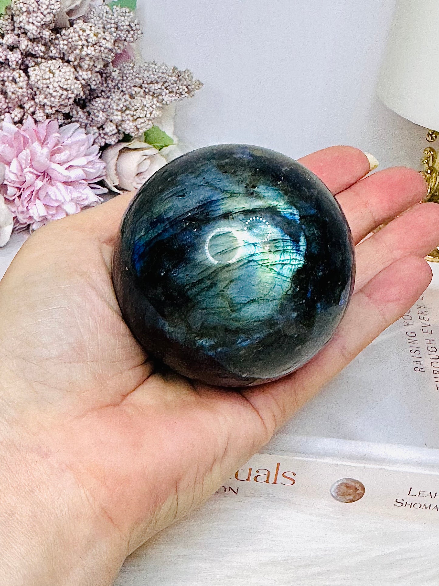 Large Labradorite Sphere On Stand 436g