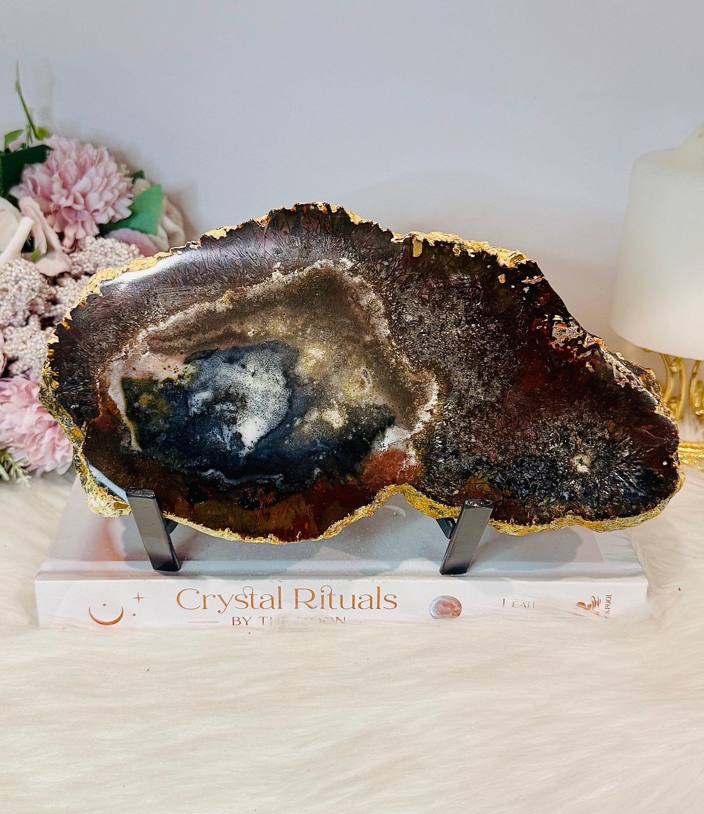 Large Ocean Jasper Slab on Stand 22cm