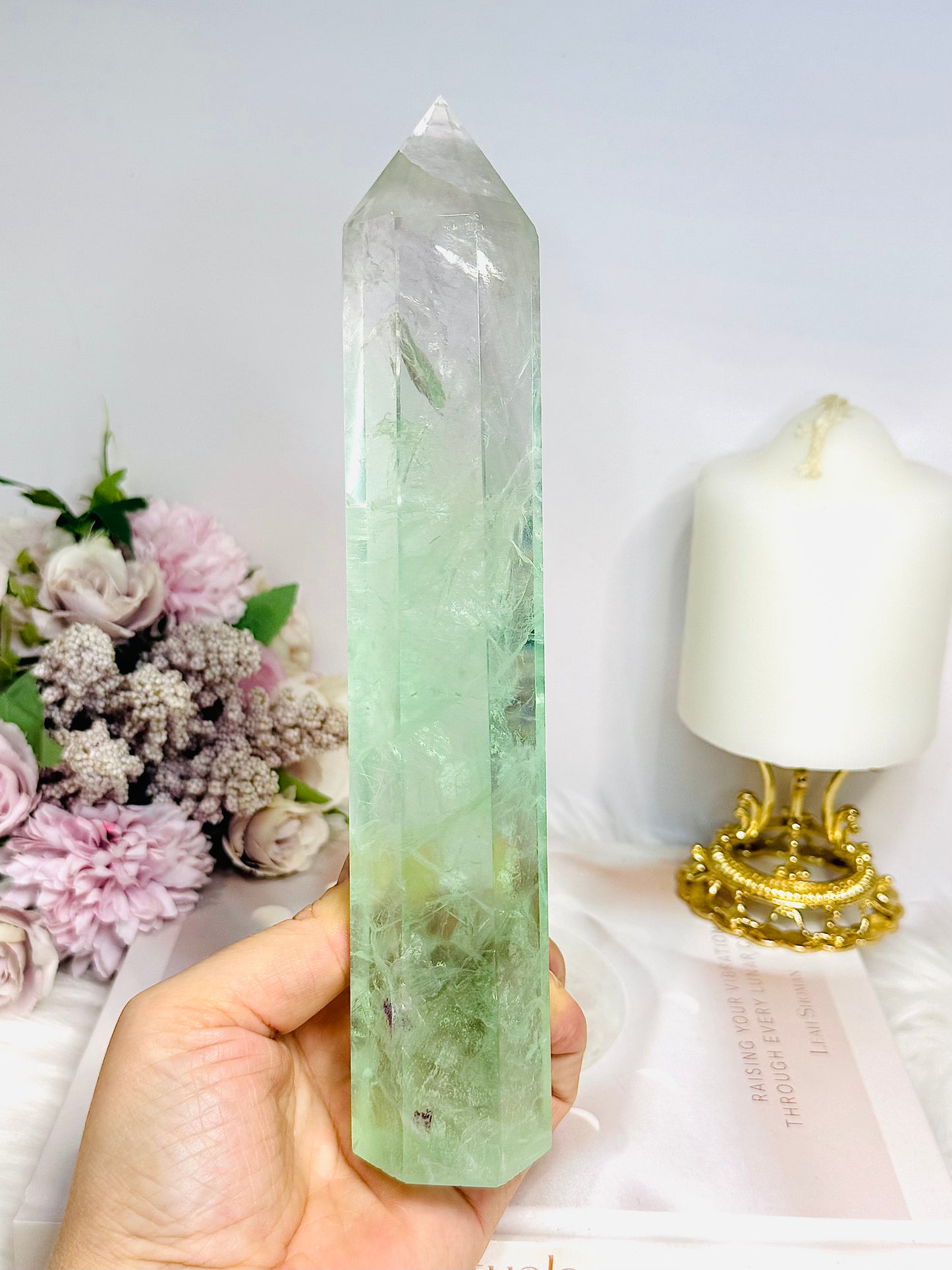 Large Watermelon Fluorite Tower 21.5cm