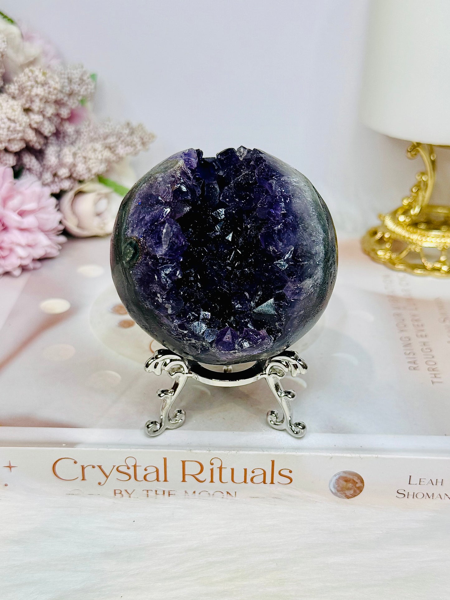 Large Druzy Amethyst Sphere on Stand 359g