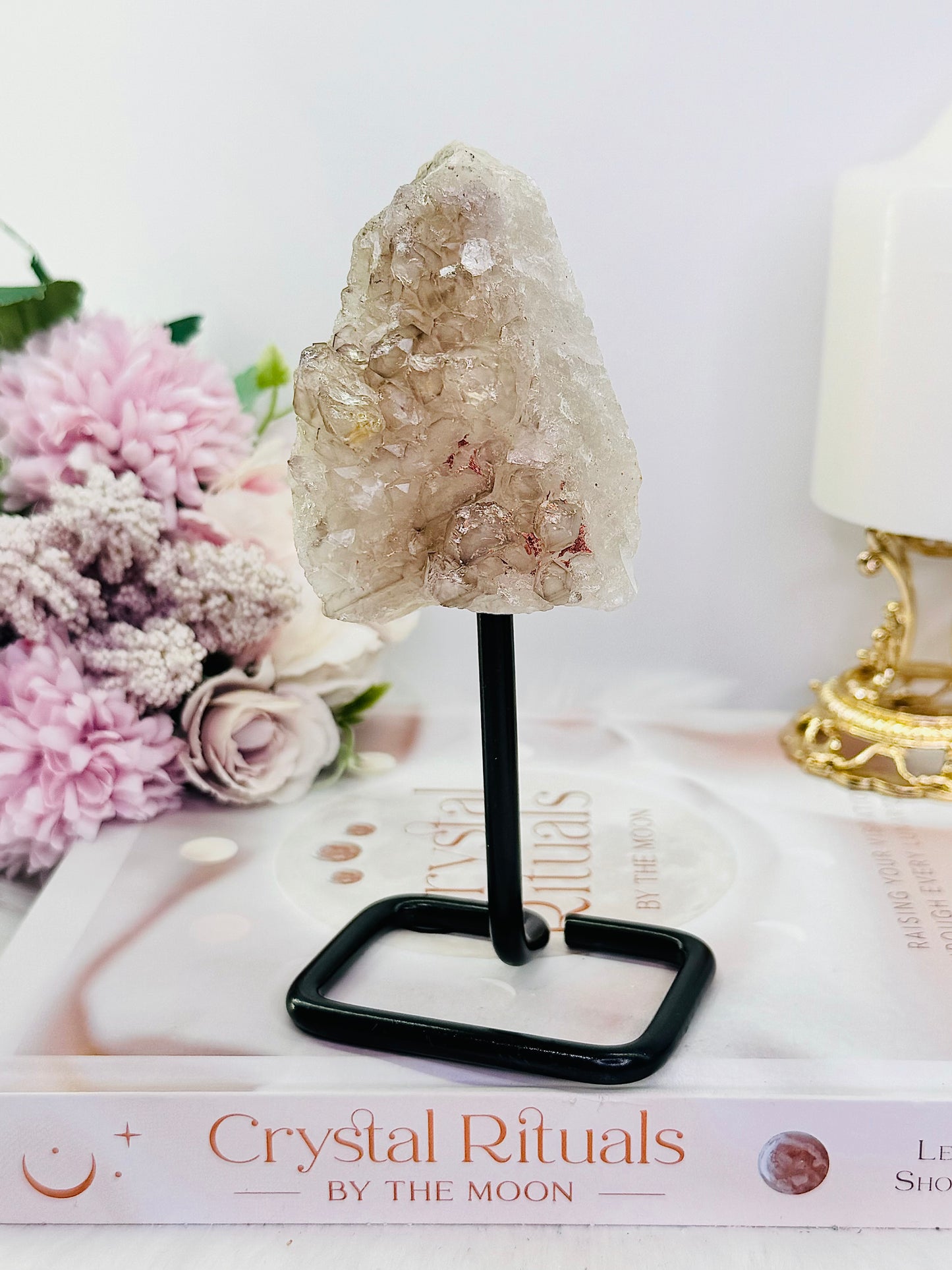 Divine Vibrations ~ Gorgeous Large 16cm Natural Elestial Quartz On Stand