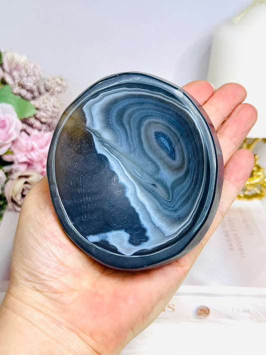 Agate Carved Bowl 9.5cm 318g