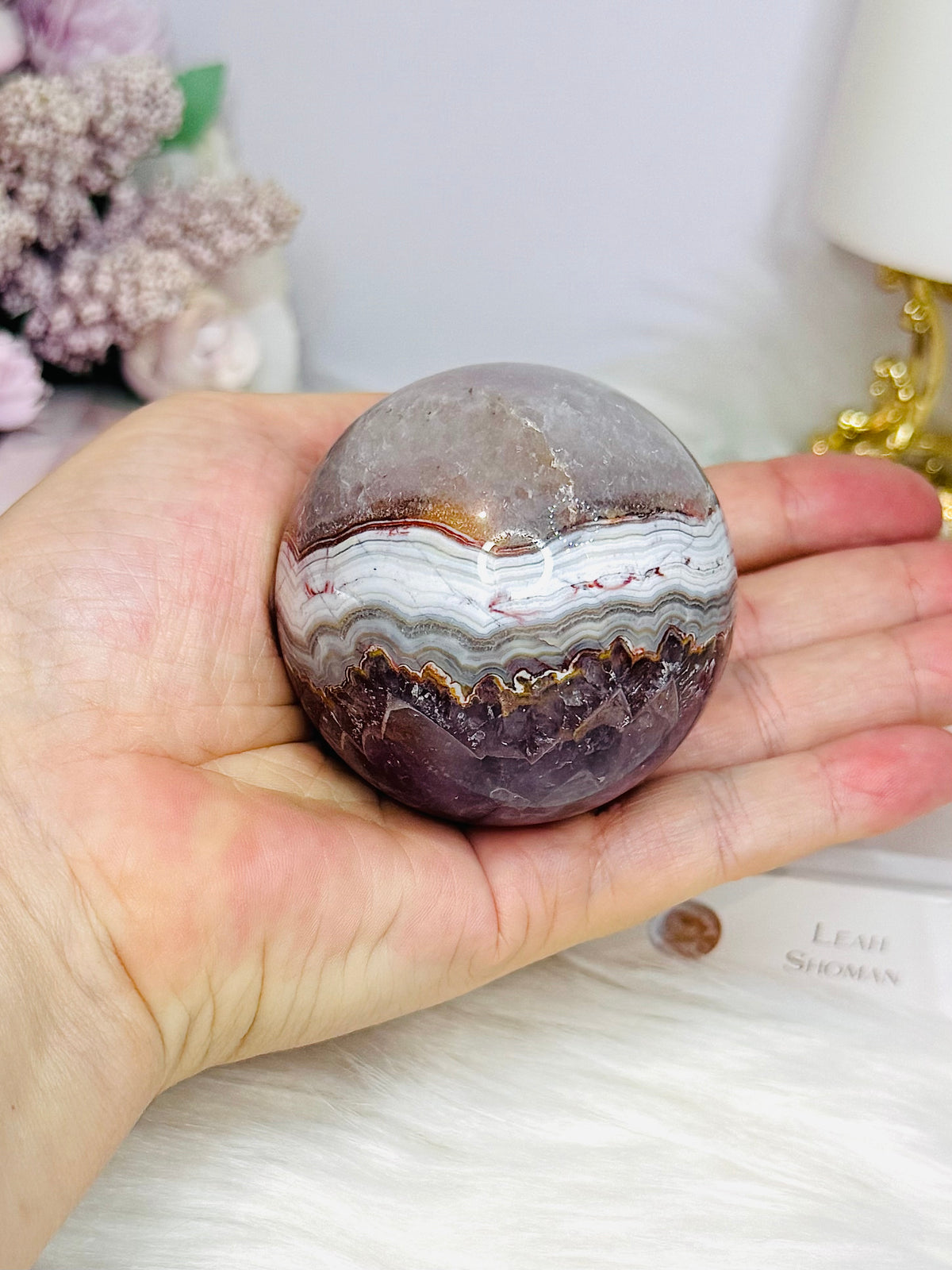 Large Crazy Lace Agate Sphere on Stand 293g