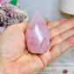 High Grade Rose Quartz Carved Diamond on Stand 14cm