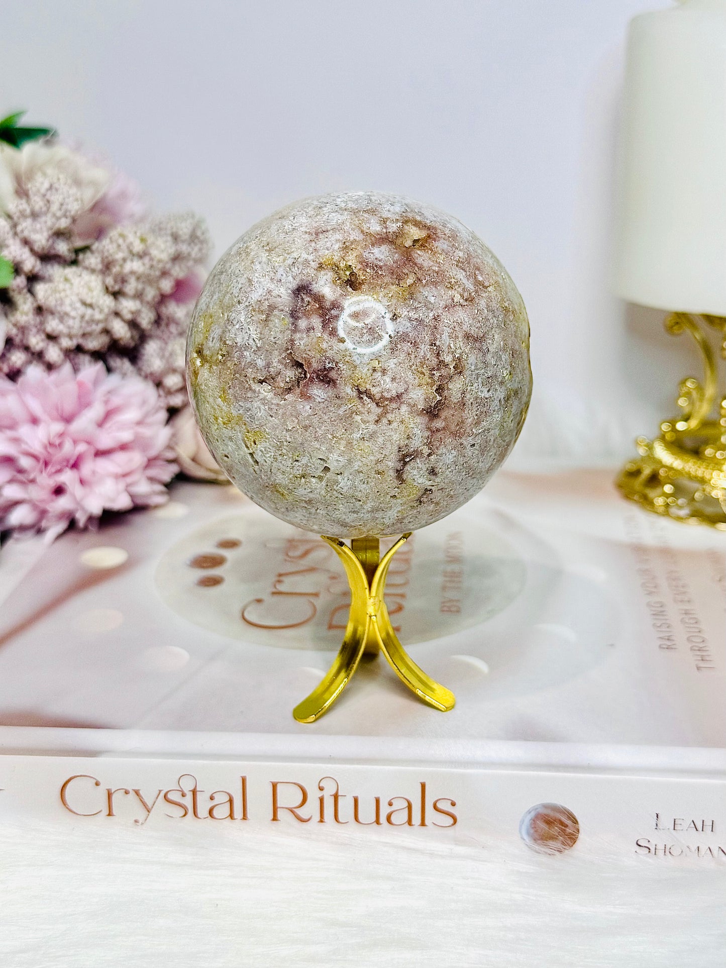 Pink Amethyst Sphere on Stand 417g