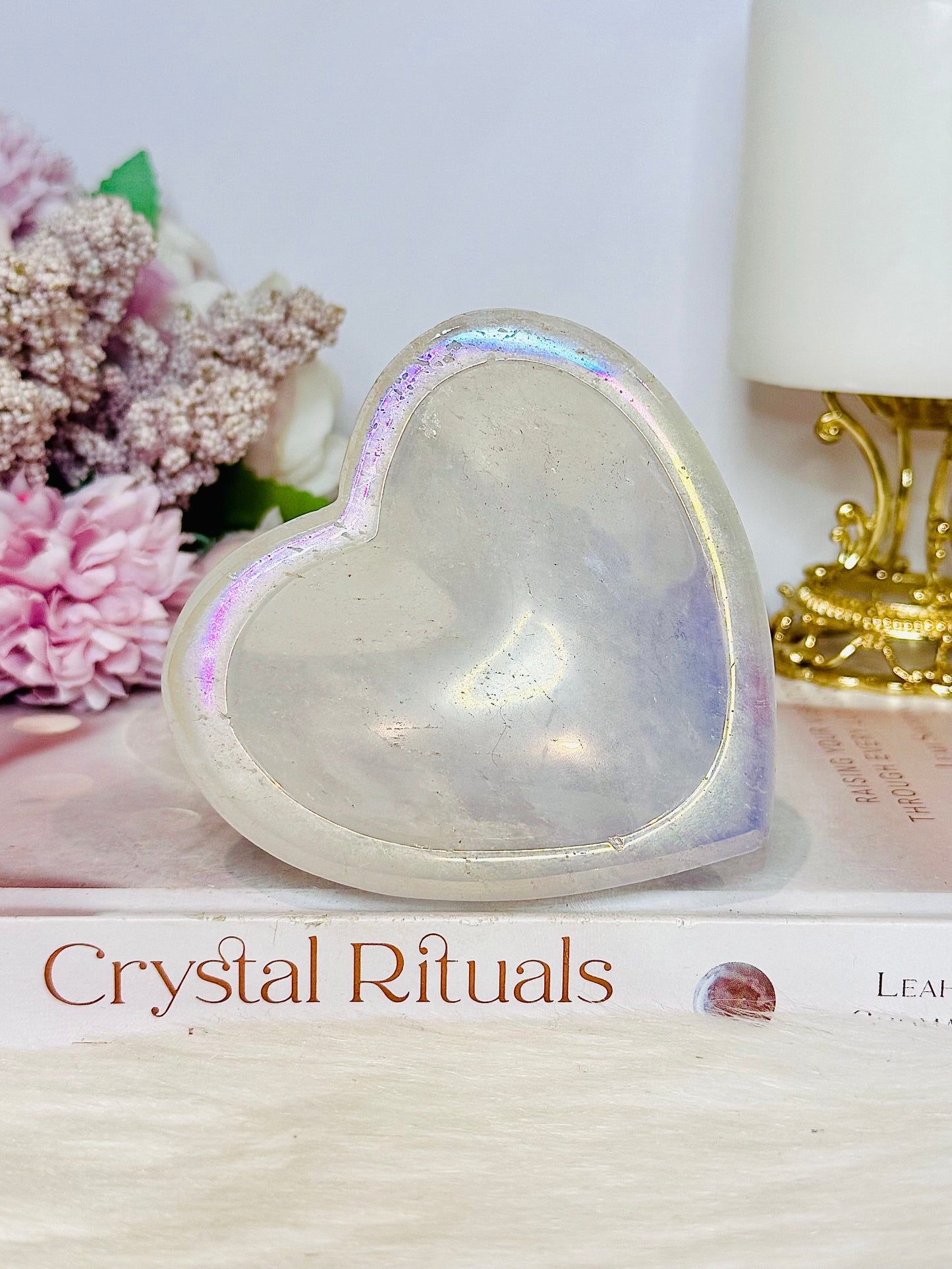 Rose Quartz Angel Aura Heart Bowl 268g