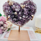 Classy & Fabulous Huge Stunning 22cm (Inc Stand) 1.87KG Amethyst Cluster Heart on Rose Gold Stand From Brazil ~ Exquisite Piece