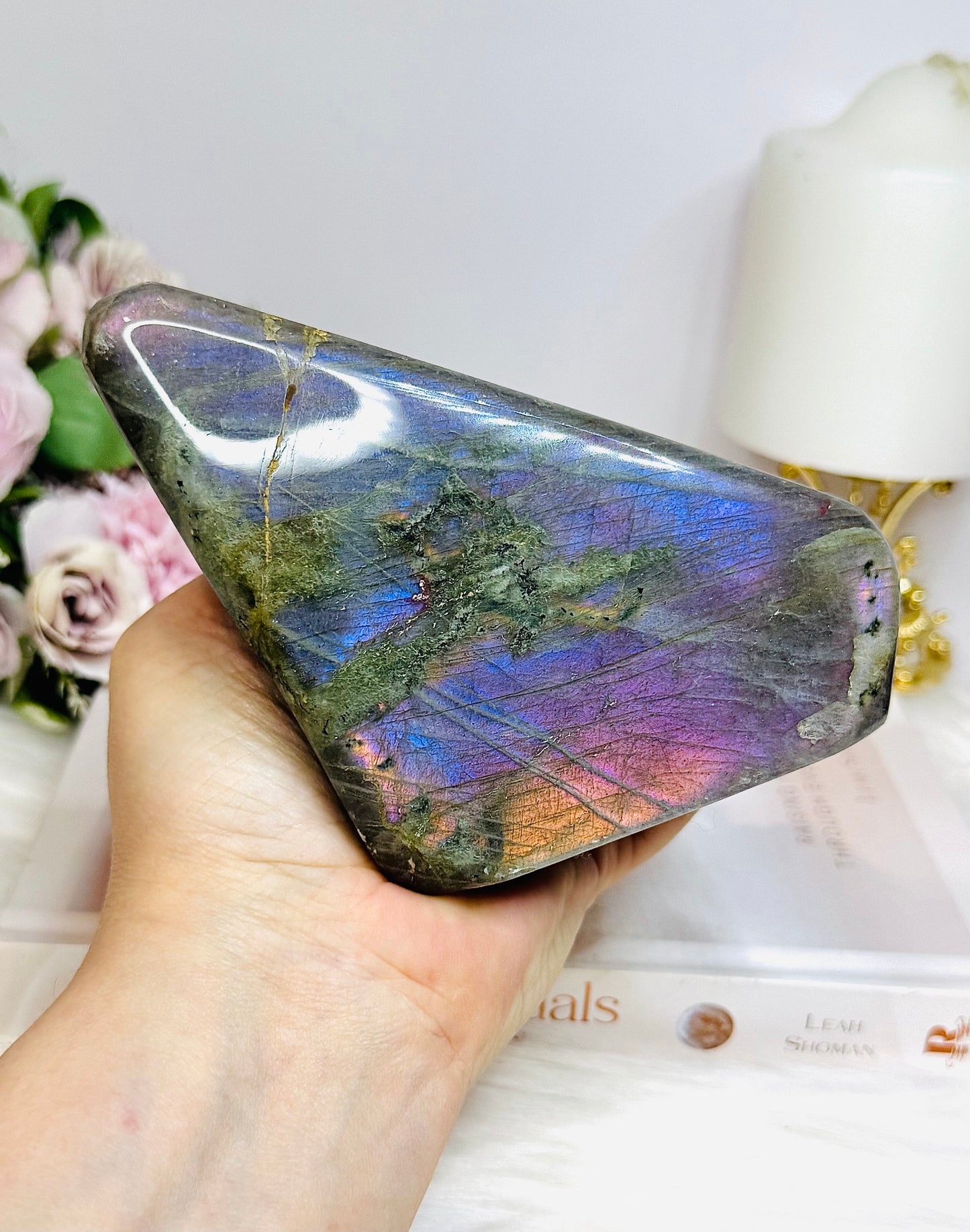Large Labradorite Freeform with Pink & Purple Flash 847g 13.5cm