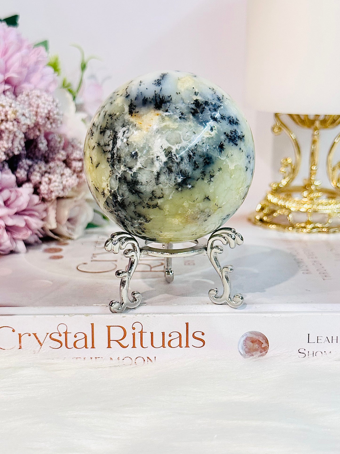 Personal Growth ~ Incredible Large 315gram Dentrictic Opal Sphere On Silver Stand